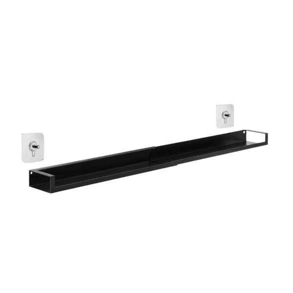 Adjustable 15 to 30 Inch Metallic Black Stainless Steel Magnetic Over Stove Spice Rack Shelf Organizer