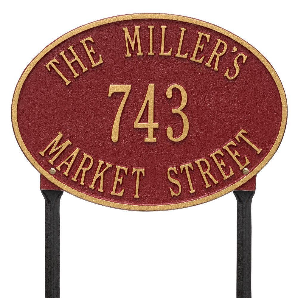 Hawthorne Standard Oval Red/Gold Lawn 3-Line Address Plaque price history on PriceWatchPro