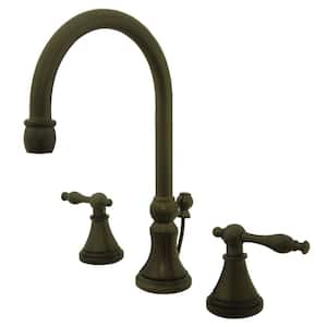 Governor 8 in. Widespread 2-Handle Bathroom Faucets with Brass Pop-Up in Oil Rubbed Bronze