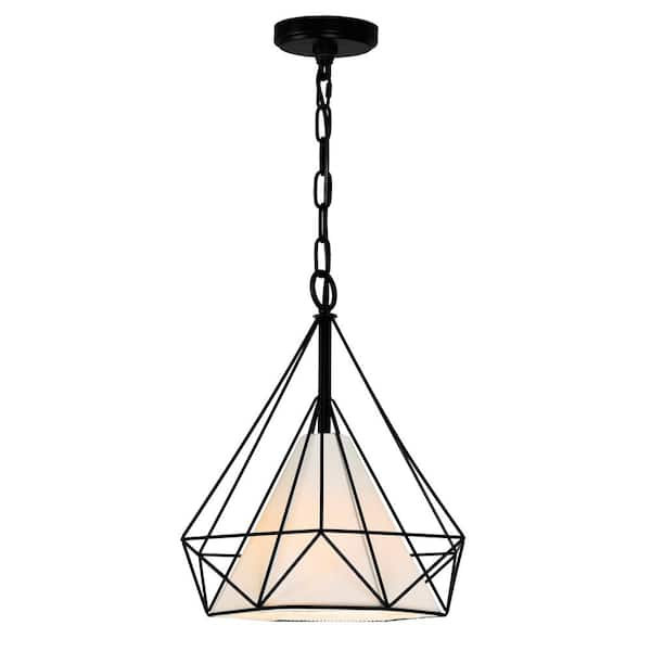 CWI Lighting Diamond 1 Light Down Pendant With Black Finish