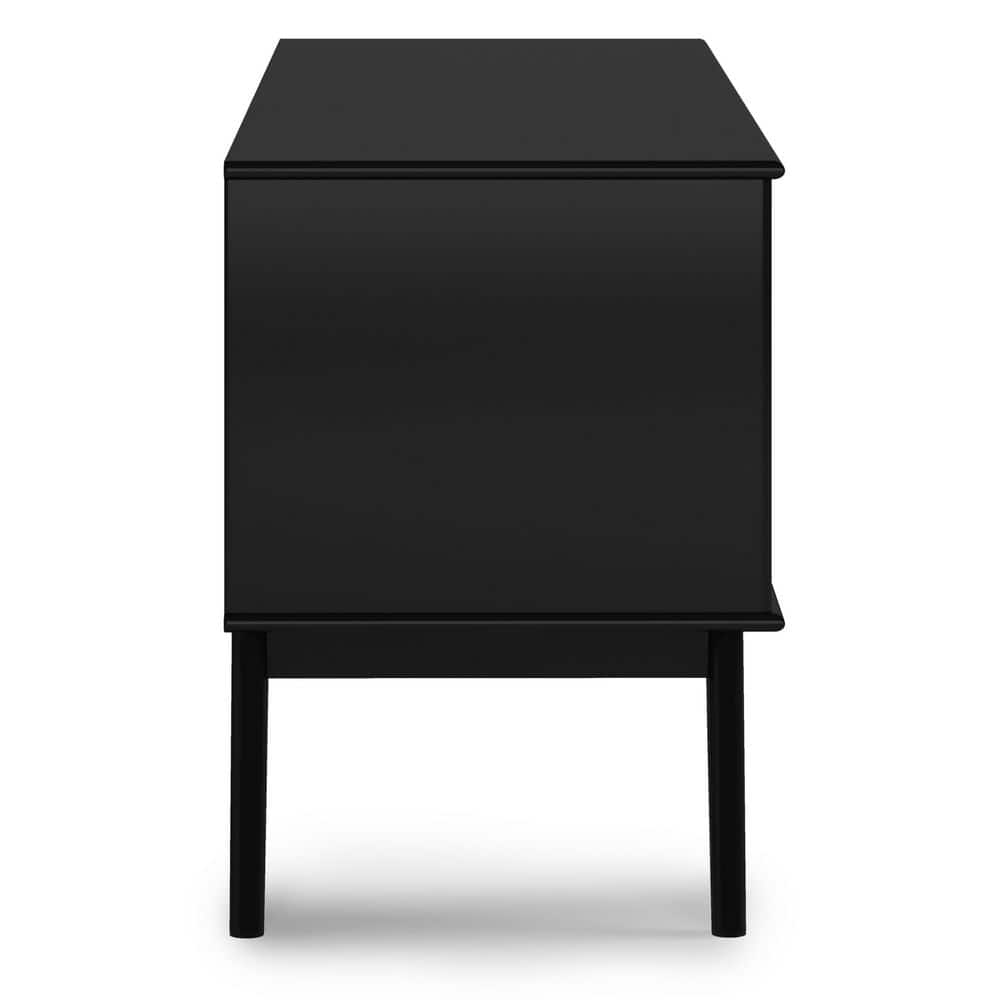 Black Mid Century Modern TV Media Stand with Cabinets