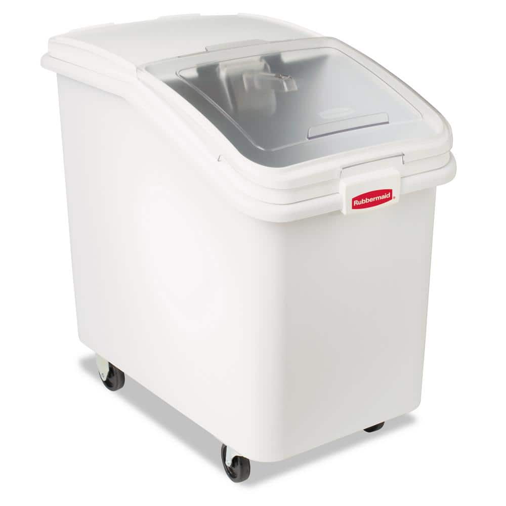 White Plastic Food Storage Bin with Clear Flip Top Lid