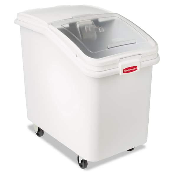 Rubbermaid Commercial Products 30.9 Gal. White ProSave Mobile Ingredient Bin with 32 oz. Scoop