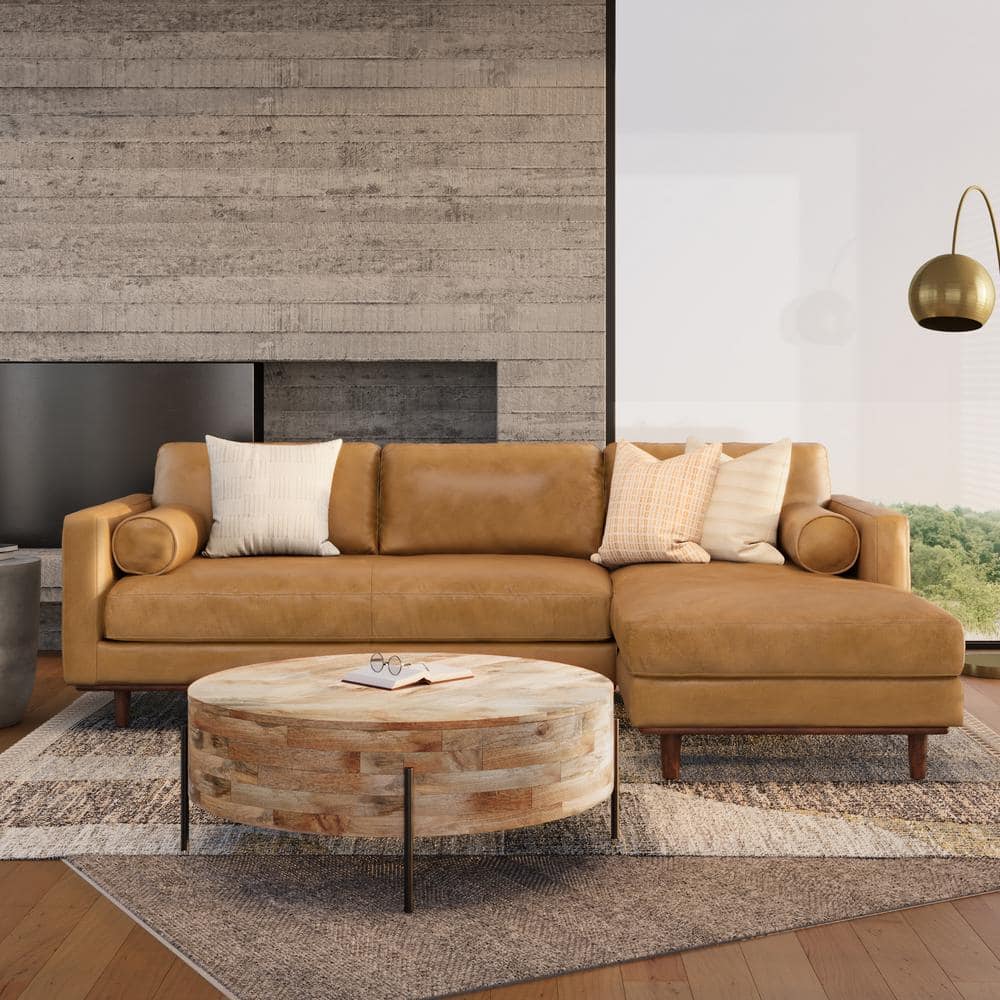 Morrison Sienna Leather Sectional Sofa with Pillow-top Arm