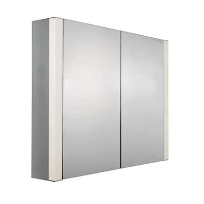 Musichaus 35 in. W x 27-1/2 in. H x 6 in. D Surface-Mount Medicine Cabinet in Anodized Aluminum