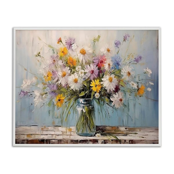 Wildflower Bouquet in Jar by Franklyn Gregory White Framed Nature Giclee Art Print 24 in. x 30 in.