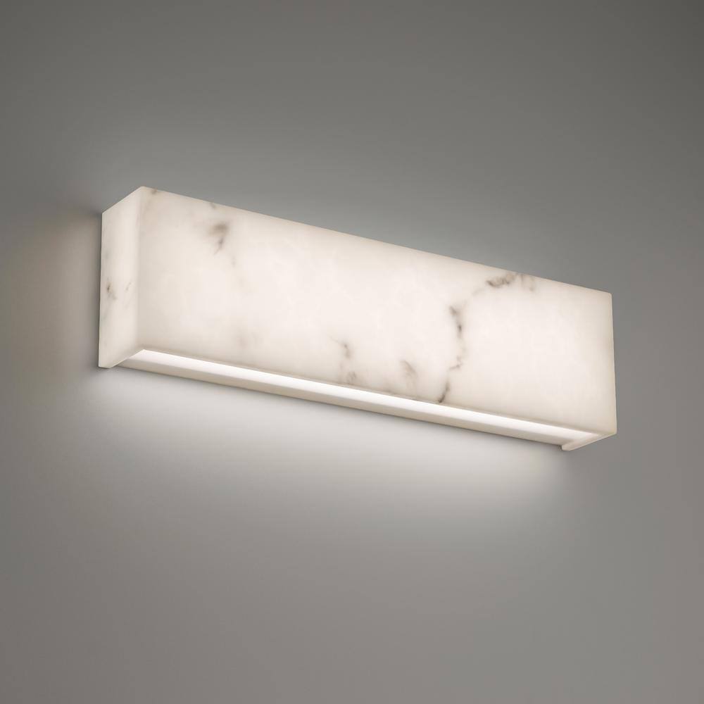 Museo 18" White Acrylic LED Bath Bar with Faux Alabaster Shade