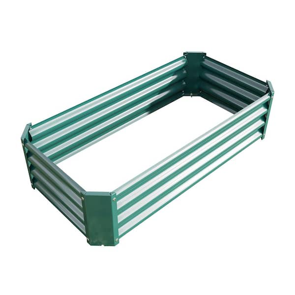 Tenleaf 4.0 ft. x 2 ft. x 1 ft. Rectangle Green Metal Raised Garden Bed, Outdoor Garden Raised Planter Box