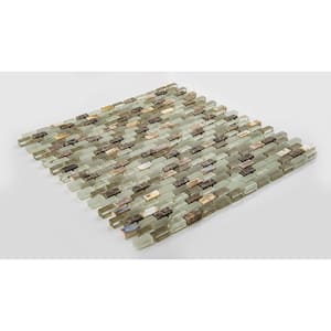 Tino Bristle Brown/Tan/Cream 11-1/4 in. x 12-1/4 in. Random Brick Marble and Glass Mosaic Tile (4.8 sq. ft./Case)