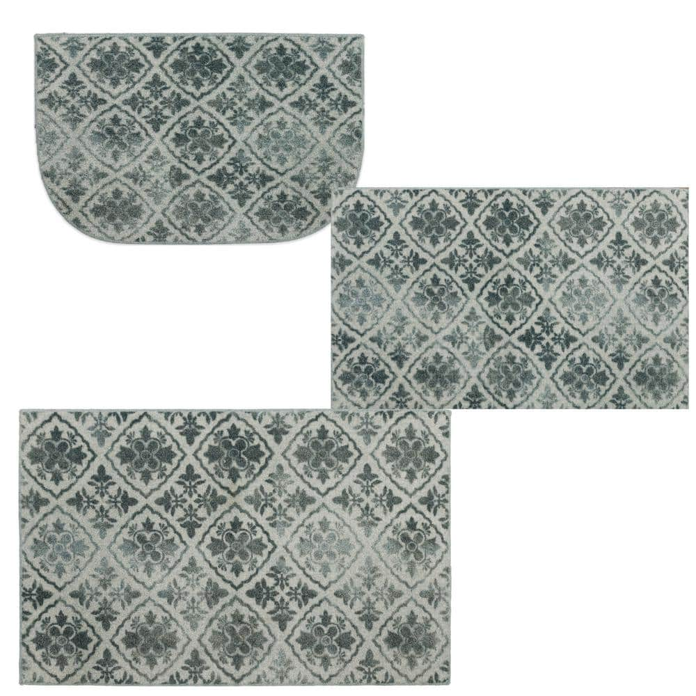 Mohawk Home Diamond Ornament Grey 2 ft. 6 in. x 4 ft. 2 in. Kitchen Mat ...