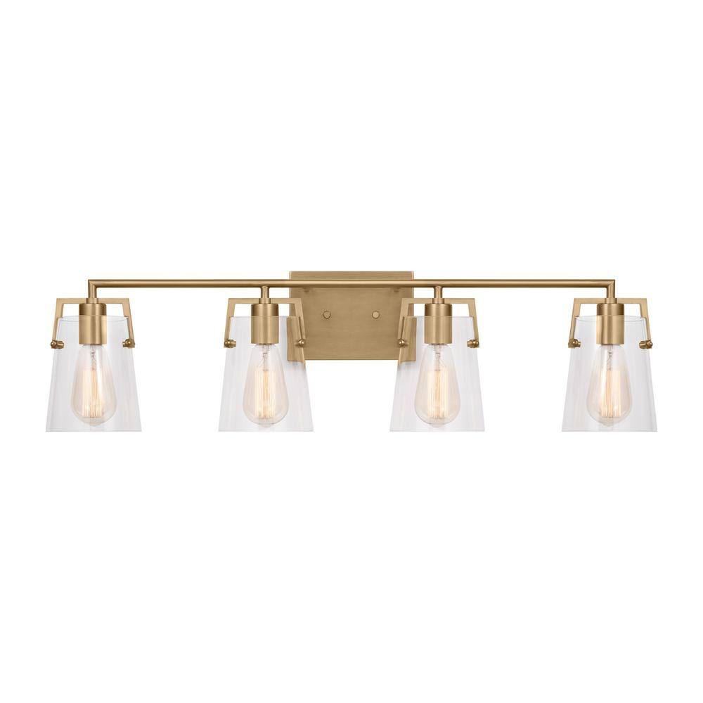 SCOTT LIVING Crofton 33.375 in. W x 9 in. H 4Light Satin Brass