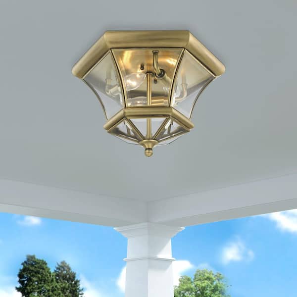 AVIANCE LIGHTING Aston 3-Light Antique Brass Flush Mount
