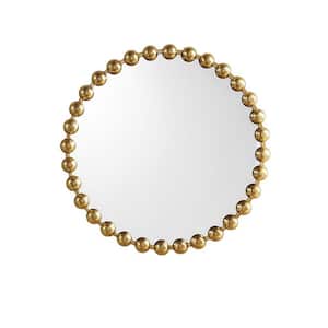 27 in. W x 27 in. H Small Round Iron Framed Wall Bathroom Vanity Mirror in Gold