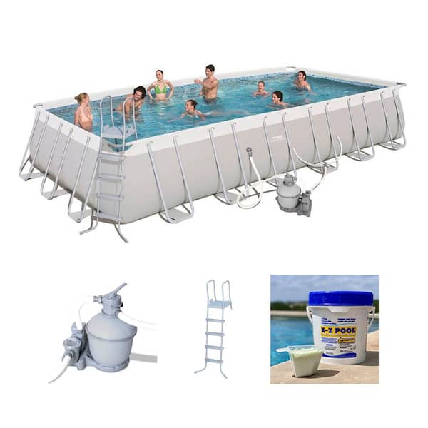 Bestway 24 ft. x 12 ft Rectangular 52 in. Deep Hard Side Pool Set