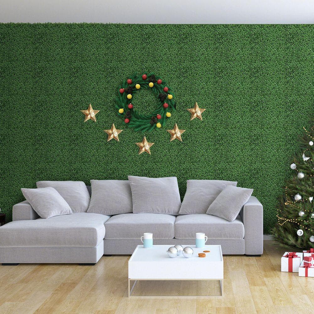 12-Piece 20 in. x 20 in. Green Artificial Boxwood Grass Wall Hedge Panels with Insertable Branches price history on PriceWatchPro