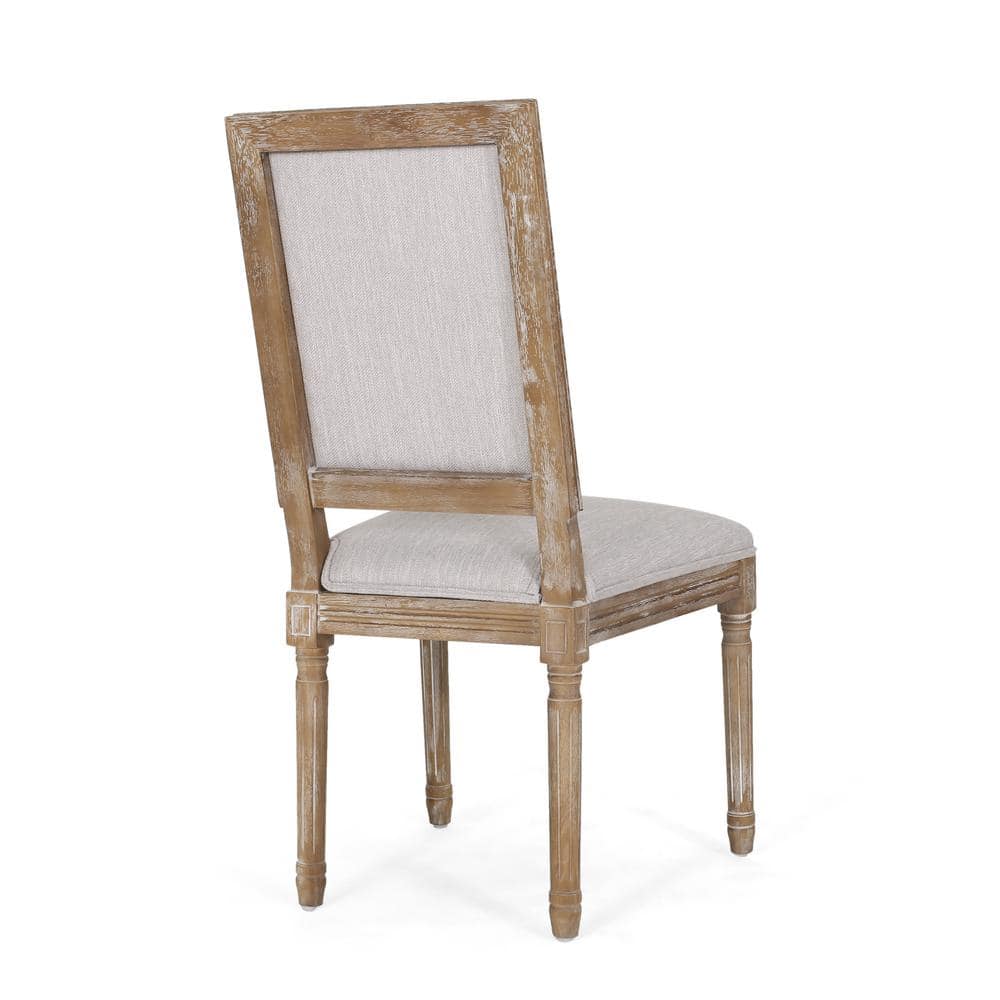 Elegant Fluted Leg High-Back Side Chair in Light Gray, Set of 2