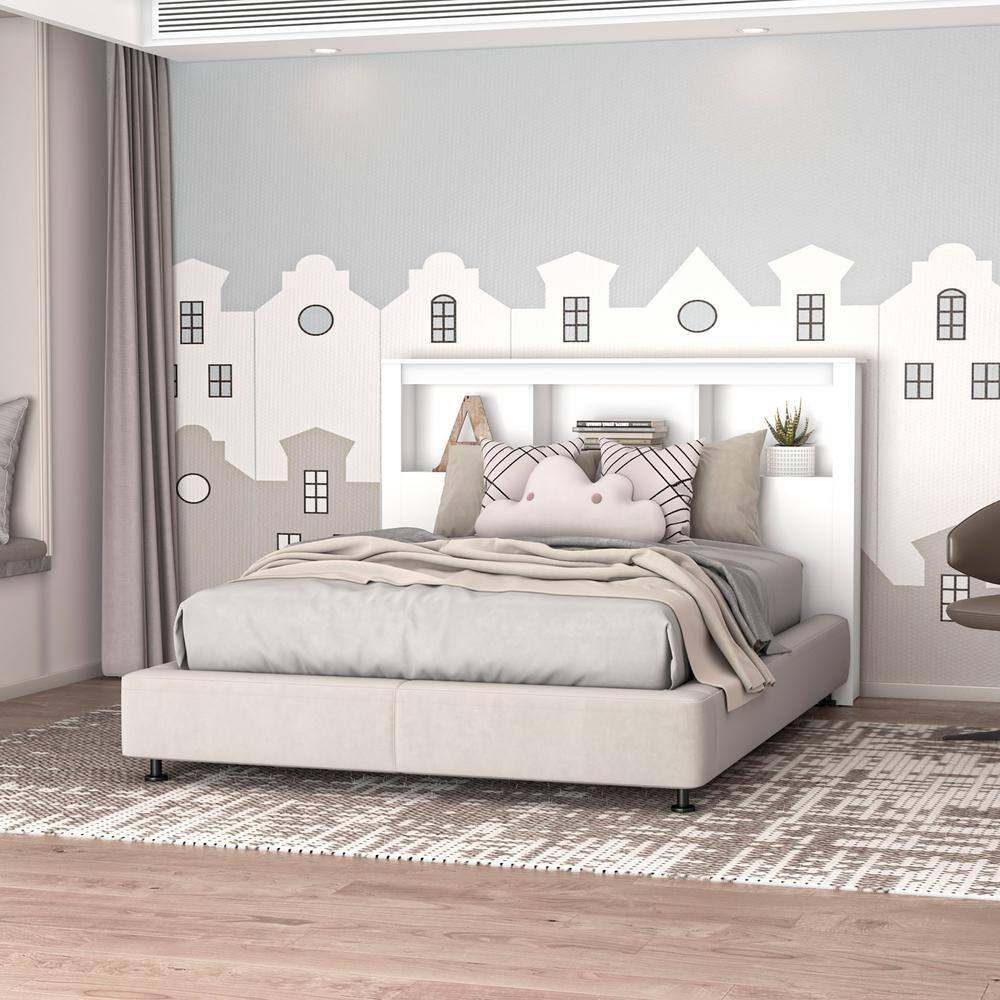 Polifurniture Madison White QueenSize Bookshelf Headboard 402301870001