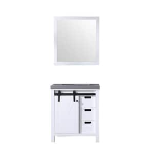 Marsyas 30 in W x 22 in D White Bath Vanity, Grey Quartz Countertop, Faucet Set and 28 in Mirror