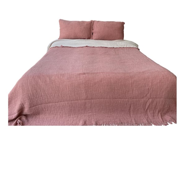 SUSSEXHOME Muslin 4-Layers, Cotton Bed Cover Blanket, Brick color, 91 x 95 in. Queen Size
