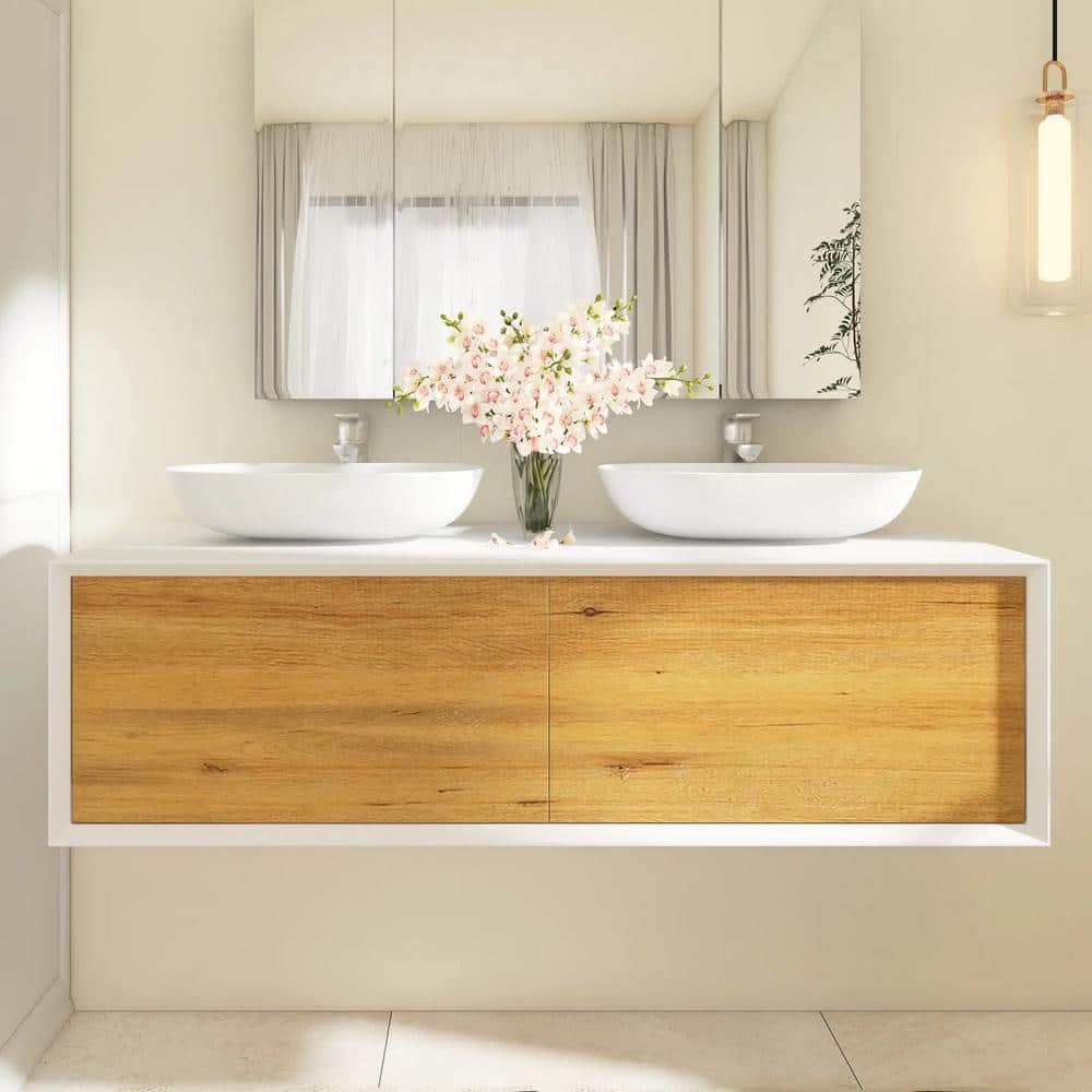 Boosicavelly 55 in. W x 21.7 in. W x 15.8 in. H Double Sink Wall