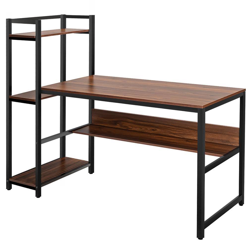 Costway Multi-Functional Computer Desk with 4-tier Storage shelves Walnut