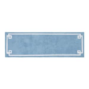 Ethan 24 in. x 72 in. Blue Tufted Cotton Runner Bath Rug