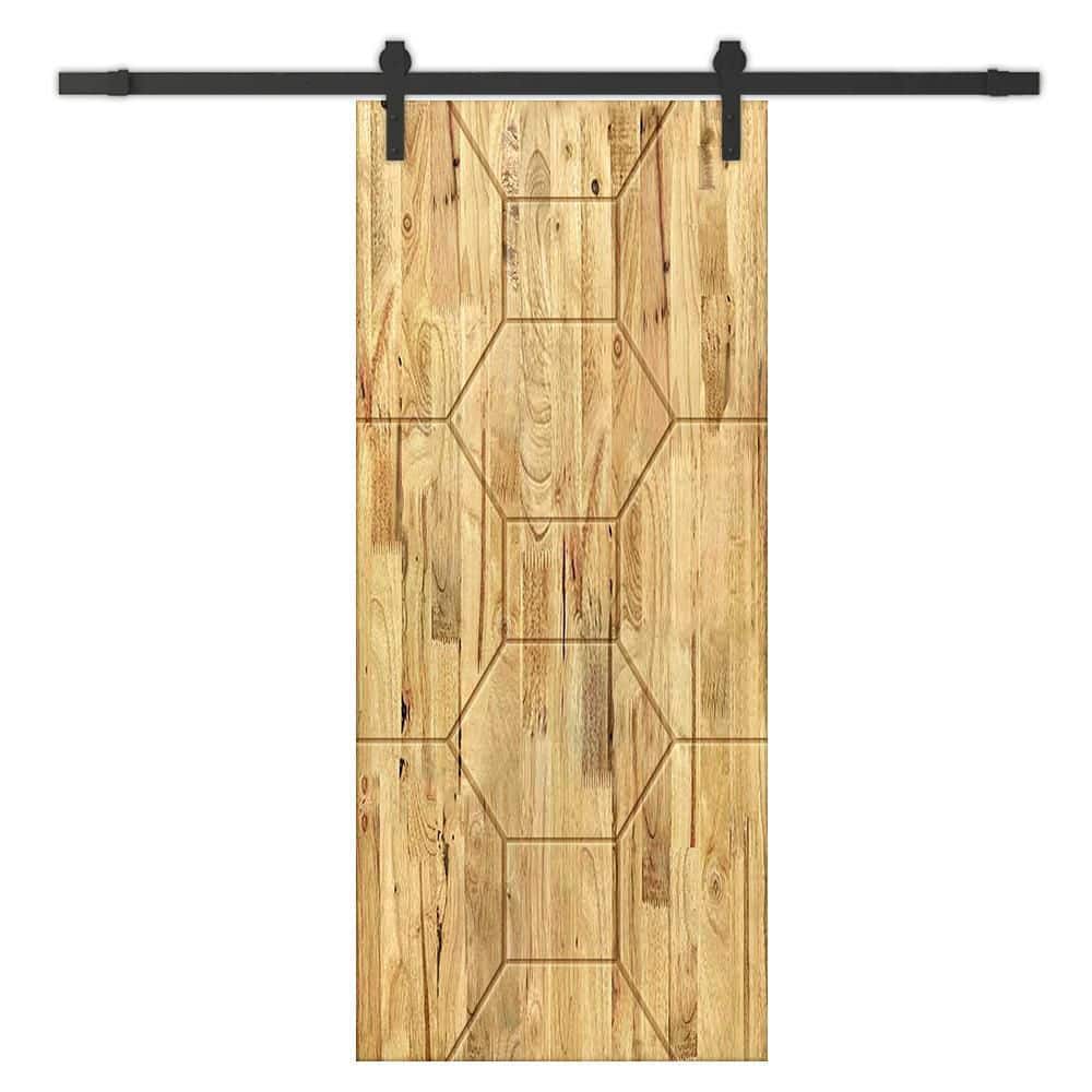 36 in. x 84 in. Weather Oak Stained Pine Wood Modern Interior Sliding Barn Door with Hardware Kit price history on PriceWatchPro