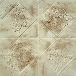 Falkirk Jura II 28 in. x 28 in. Peel and Stick Beige, Brown Flowers in Rhombus PE Foam Decorative Wall Paneling (5-Pack)