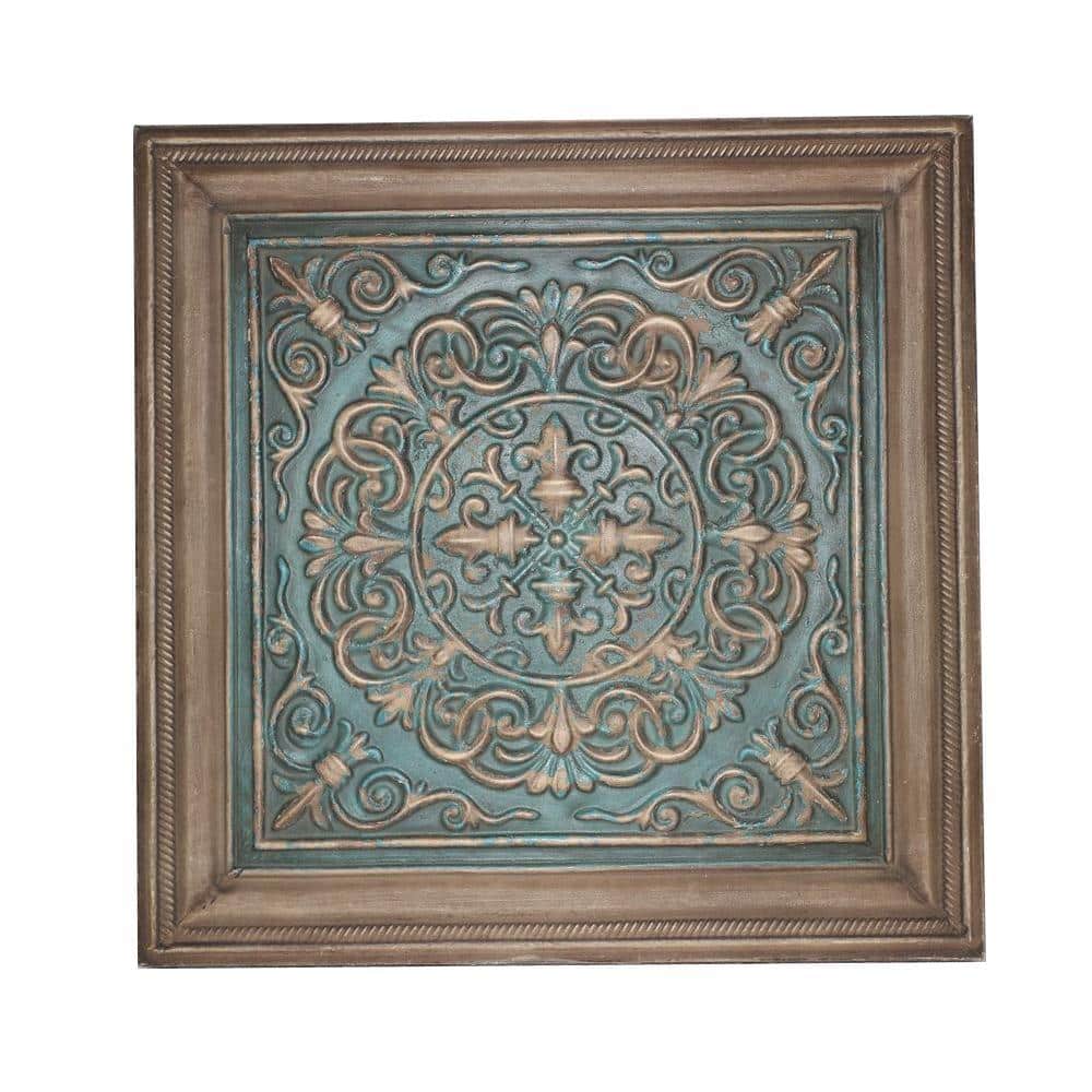 16.5 in. x 16.5 in. Blue Stamped Metal Wall Plaque