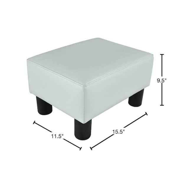 Costway PU Leather Ottoman Rectangular Footrest Small Stool w/ Padded Seat  White