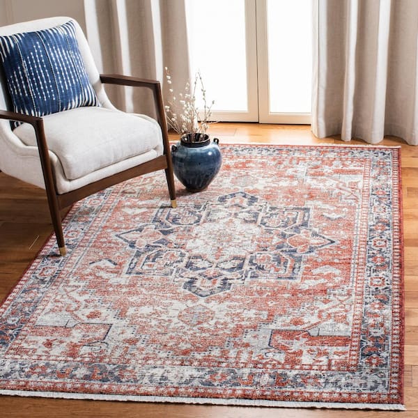 Herat Rust/Cream 9 ft. x 12 ft. Distressed Medallion Area Rug