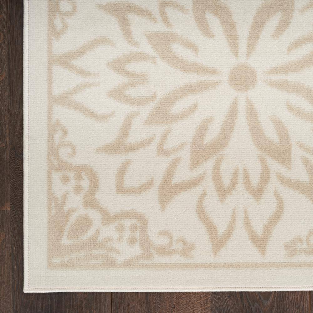 Ivory Beige Floral Synthetic Rectangular Area Rug 8'6" x 12'