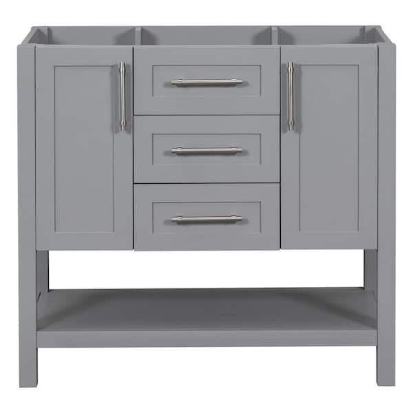 Staykiwi 36 in. W x 18 in. D x 33 in. H Freestanding Bath Vanity Cabinet Without Top in Gray