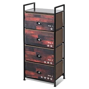 4-Drawer Brown and Black Fabric Dresser Storage Tower Nightstand 39.5 in. x 17.5 in. x 12 in.