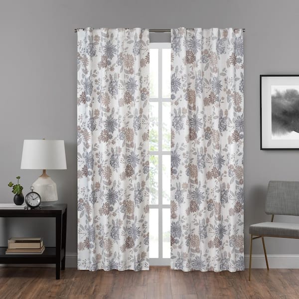 Eclipse Draftstopper 40 in. W x 95 in. L Summit Botanical Blackout Window Panel in Neutral