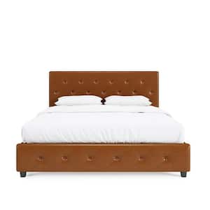 Dean 64.5 in. W Camel Faux Leather Upholstered Queen Bed
