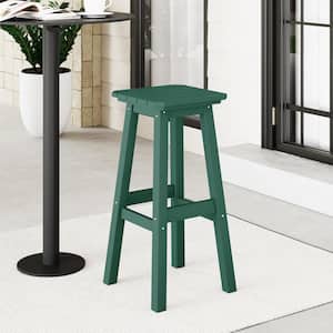 Laguna 29 in. HDPE Plastic All Weather Backless Square Seat Bar Height Outdoor Bar Stool in Dark Green