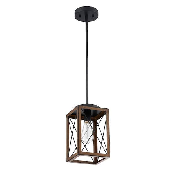 INNOBULE 1-Light  Wooden Black Lantern Chandelier