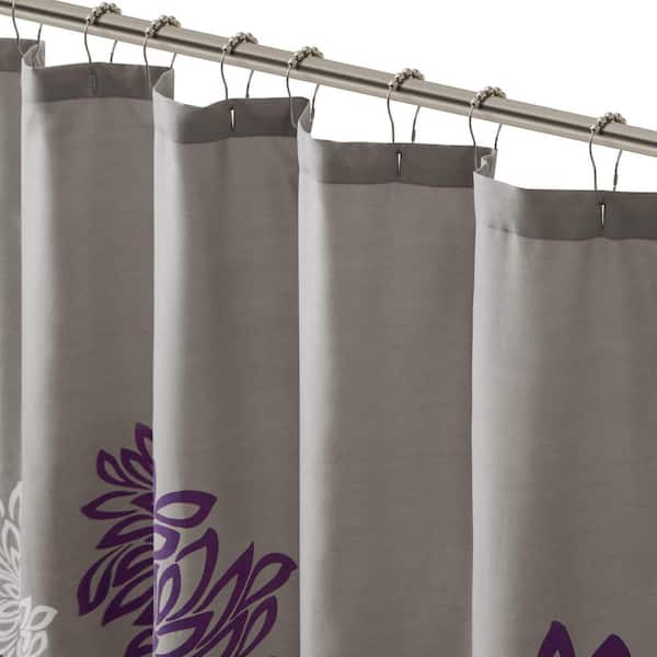 Caldwell Purple 72 in. Printed Floral Shower Curtain