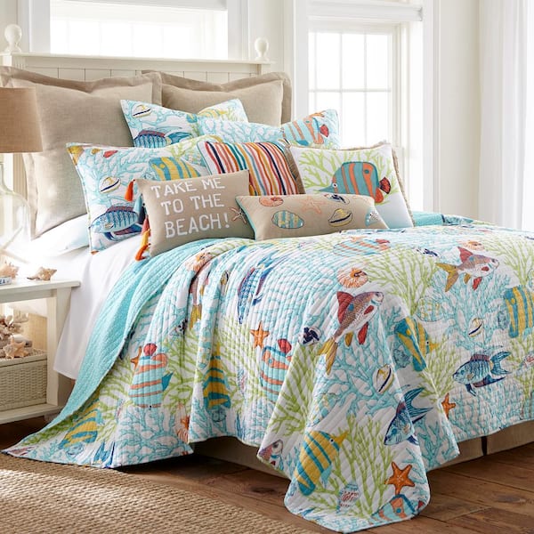 LEVTEX HOME Beachwalk 2-Piece Multicolored Cotton Twin Quilt Set