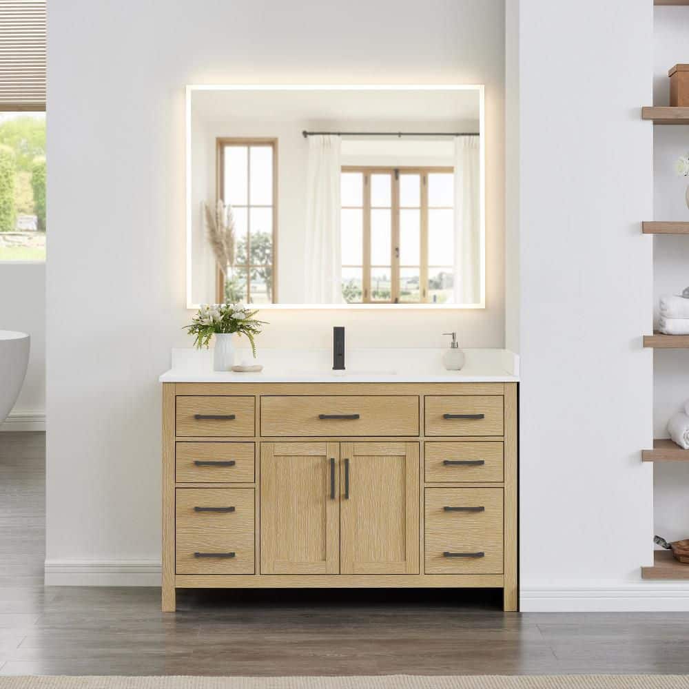 Beckett 54 in. Single Freestanding Whitewashed Oak Bath Vanity with Top price history on PriceWatchPro