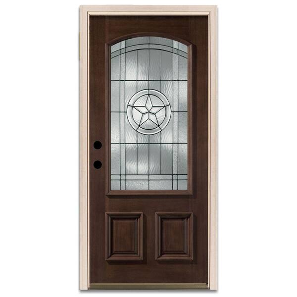 Steves & Sons Star 3/4-Arch Lite Prefinished Mahogany Wood Prehung Front Door-DISCONTINUED