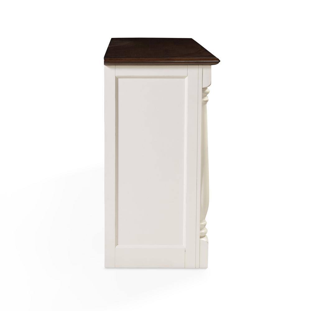 Elegant Distressed White Carved Sideboard with Adjustable Shelves