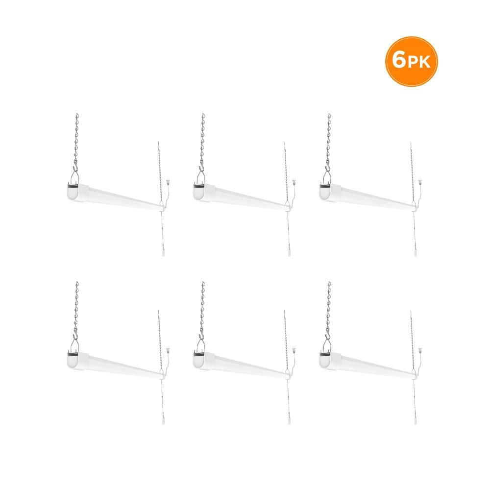 3 ft. 22-Watt White Workshop LED Shop Light with Pull Chain, Plug-In, 2300 Lumens, 4000K Bright White, 120V, 6-Pack price history on PriceWatchPro