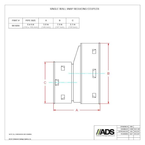Advanced Drainage Systems - 6 in. x 4 in. Singlewall External Reducing Coupler