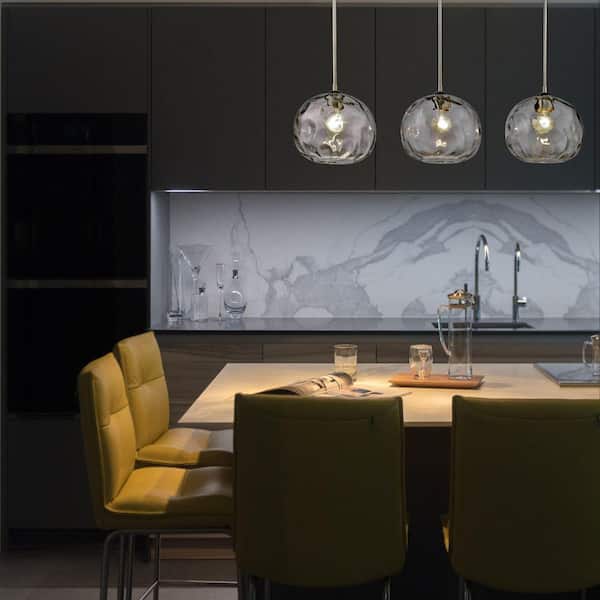 Chloe 3-Light Brushed Nickel Chandelier with Glass Shade