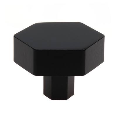 1-1/2 in. Matte Black Solid Hexagon Cabinet Drawer Knobs (10-Pack)