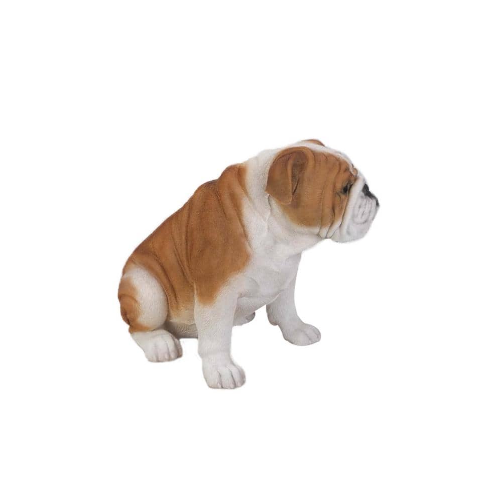 Large Brown and White Poly-Resin Bulldog Garden Statue