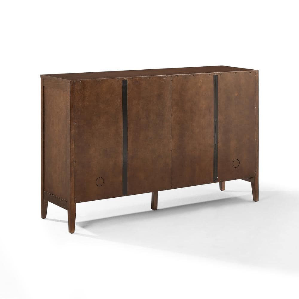 Milo Dark Brown Wood Sideboard with Rattan Panels