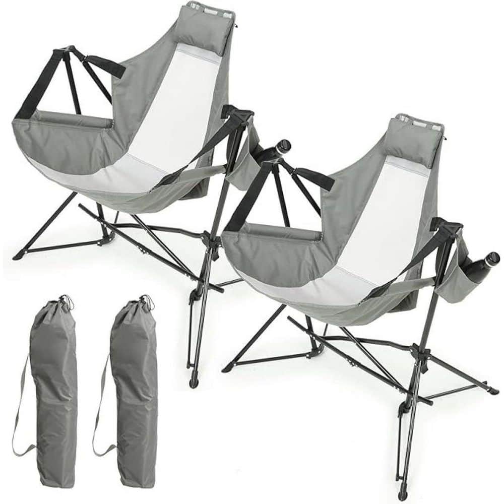 Outdoor Portable Hammock Camping Chair with Pillow Cup Holder and Carry Bag in Gray price history on PriceWatchPro